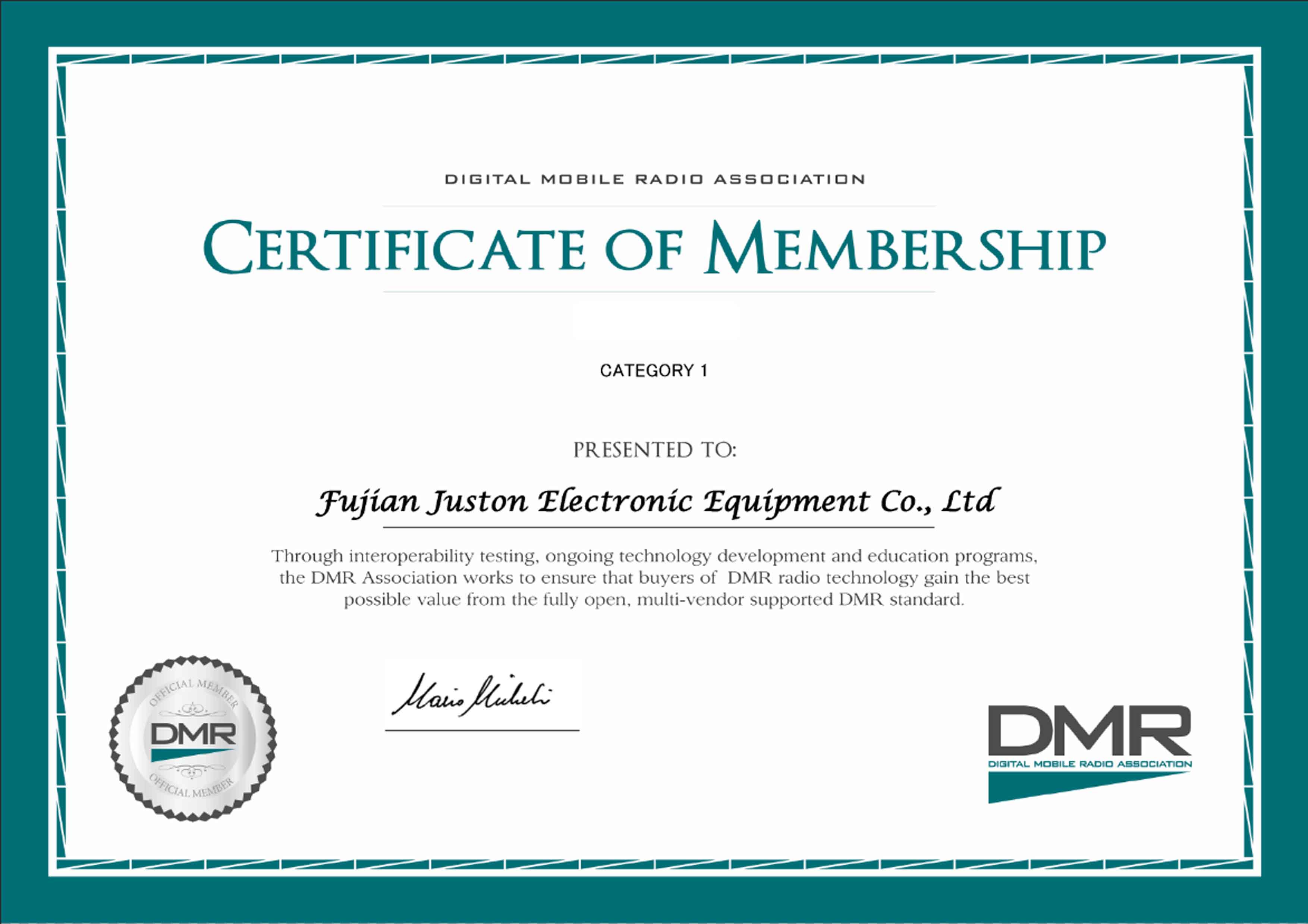 Certificat DMR